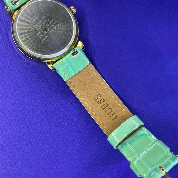 Guess John Zaboyan Vintage Aqua Blue Leather Strap Animated I Love You Watch 90s - Picture 4 of 6